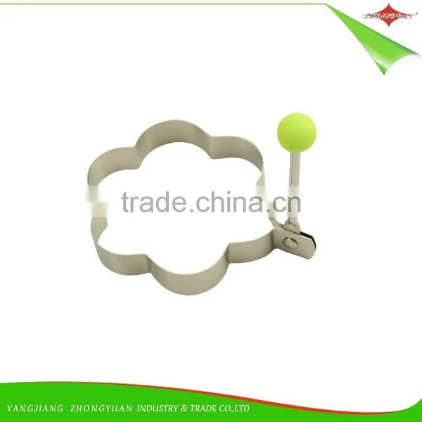 ZY-F1414 Stainless Steel Egg Ring Flower Shape Fried Egg Ring With pp Ball Handle photo-2