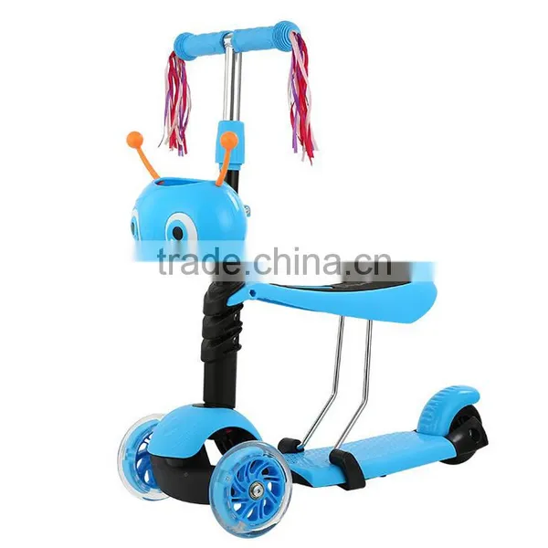 3 in 1 Scooter Factory Price 3 Wheel pu Flashing Aluminum Mini Kids Scooter Cheap Sale photo-2