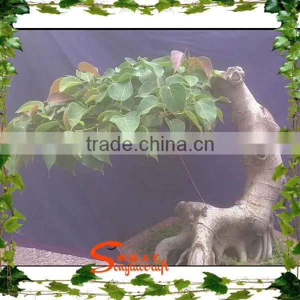 Mini Artificial Plastic Banyan Tree 7ft Fake Curved Trunk for Home Decoration photo-5