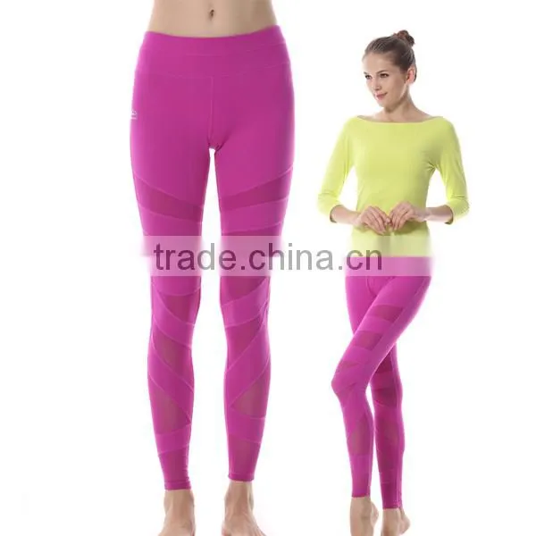 Plaid Sexy Mesh Polyester Spandex Yoga Pants photo-3
