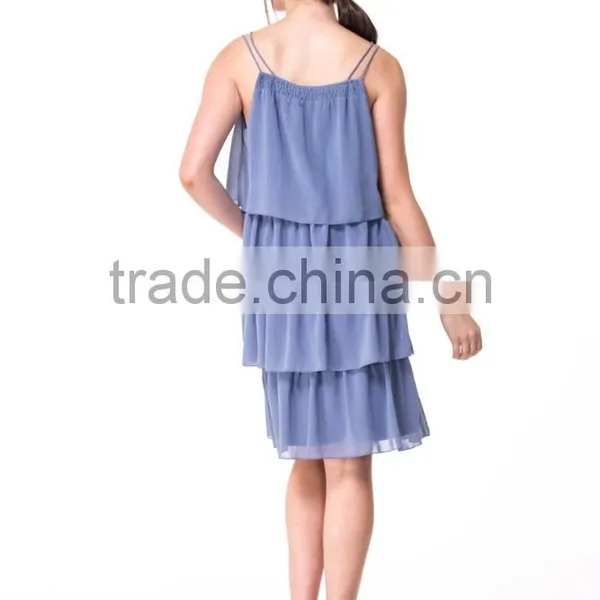 Fast Fashion Design Women Clothing Manufacturer Round Neck Strappy V Neck Ladies Party Dress photo-4