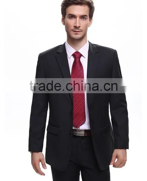 Latest Design Custom Made Black Wool Coat Pant Mens Suit photo-2