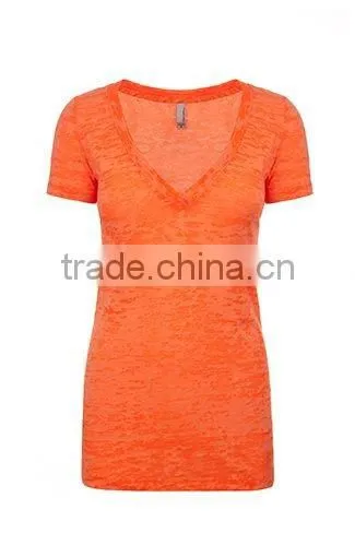 Next Level Apparel Ladies' Burnout Crossover V-Neck Tee - Made From Pre-shrunk 65% Polyester and 35% Cotton Jersey. photo-4