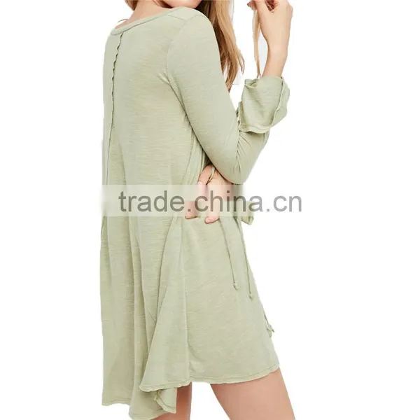 2017 OEM Women Seaside Style Vented Long Sleeve Blouse Dress photo-4