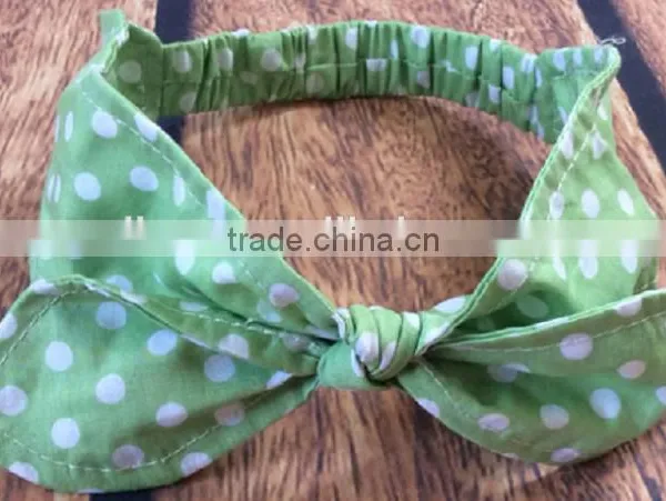 Latest Fancy Elastic Soft Stripe Cotton Bow Tie Custom Children Headband Rabbit Ears Bowknot Hair Tie Headband photo-4