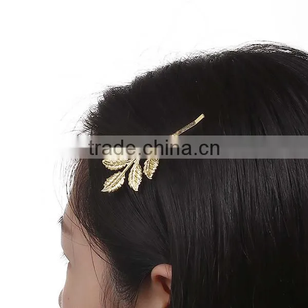 New Fshion Hair Clips Leaf Gold Plated 6.2cm - 6cm X2.5cm photo-3