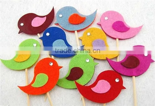 10 Handmade Felt Bird Cupcake Topper Cake Decorations Birthday Baby Shower photo-2