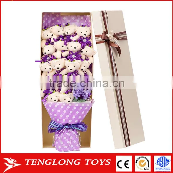 Custom Mini Cute Teddy Bear Bouquet Cartoon Plush Toy Bouquet Flower Bouquet for Valentine's Day