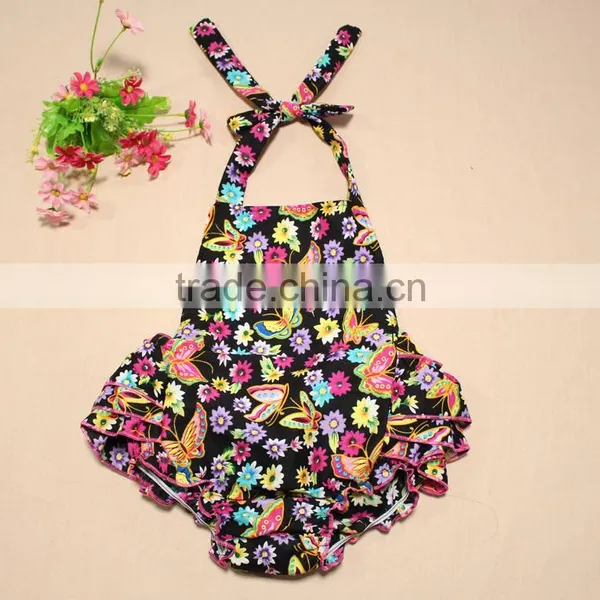 2017 Wholesale Colored Printed Flower Rompers Cotton Jumpsuit photo-3