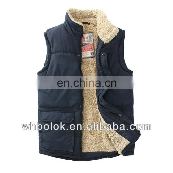 Winter Quilted Waistcoat Lined Lambswool for Men Padded Vest