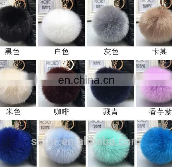 Colorful Faux Fur Pompom Keychain photo-6