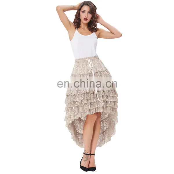 Belle Poque Women Ladies Amelia Steampunk Elastic Waist Ruffled Lace Cake Skirt BP000221-1 photo-2