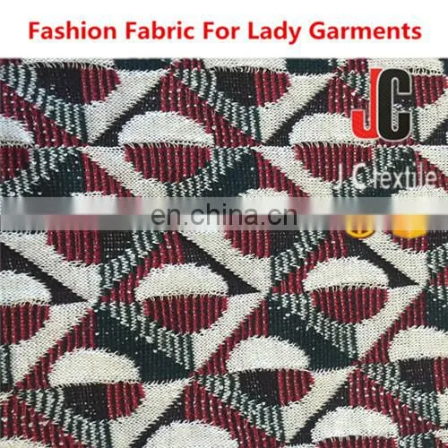 Durable Stretch Fabric Recycled Polyester Rayon Spandex T/R Yarn Dyed Jacquard Stretch Knit Fabric photo-3