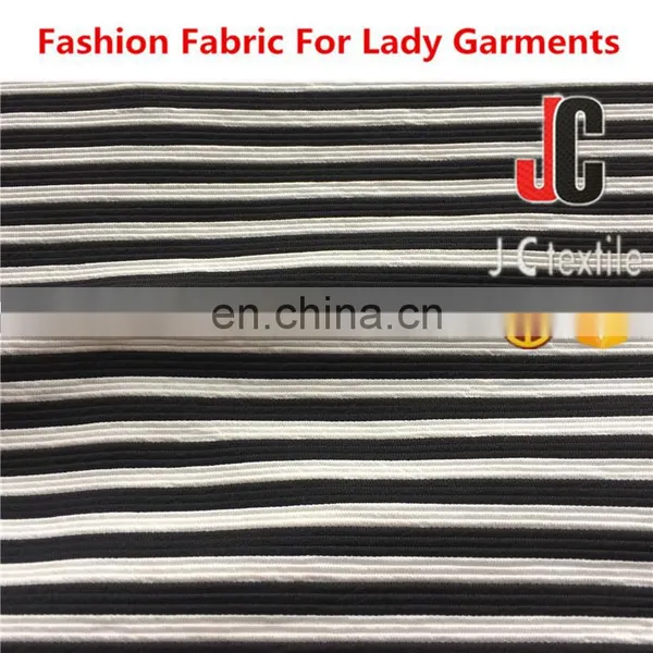 Shaoxing Poly Spandex Yarn Dyed Strip Ottoman Rib Knit Fabric photo-3