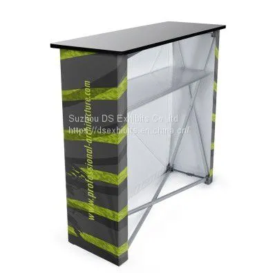 Rortable Aluminum Pop Up Booth Folding Wooden Steel Board Promotion Counter Table Design For Advertising Display photo-3