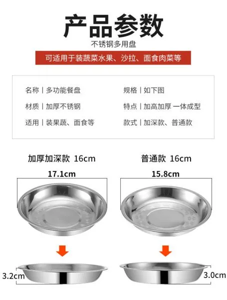 Stainless Steel Plate Pot Salad Plate Noodle Basin photo-5