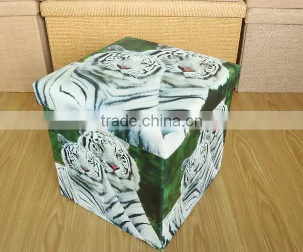 Store Extra Sheets Leather Pouffe photo-5