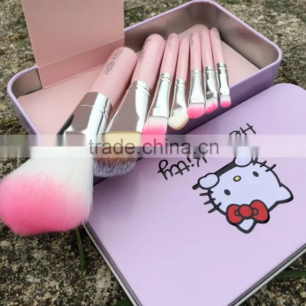 Hot Sell 7 Pcs Cute Pink Hello Kitty Foundation Makeup Brushes,Factory Supply Makeup Brush Set photo-3