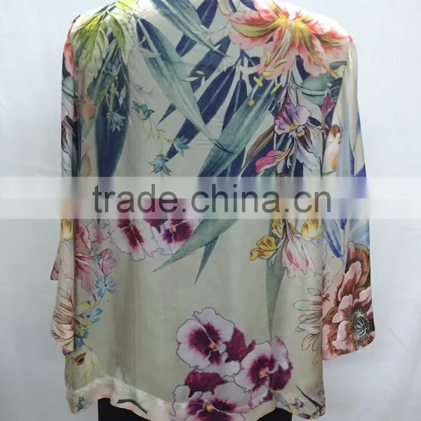 2016 New Silk Printed Elegant Latest Design Ladies Tops photo-4