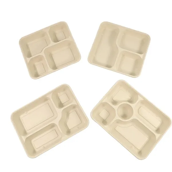 6-12 Inch Bagasse Pulp Molded Round Plate, Disposable Compostable Tableware, Waterproof, Oil-Proof, Microwave Safe, Freezer Safe photo-3