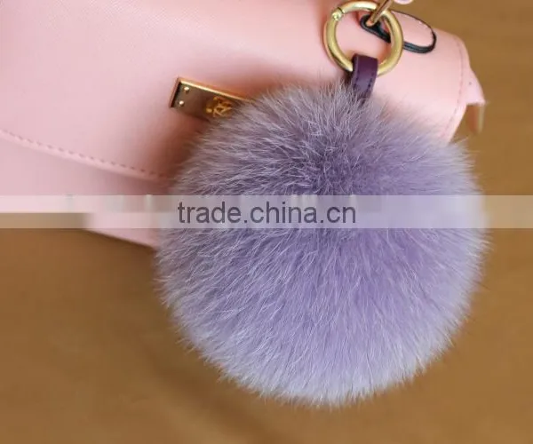 Direct Factory Wholesale Multi Colors Girls 100% Real Fox Fur Key Chain photo-5