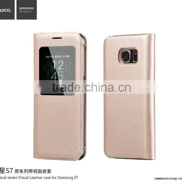 Hoco Flip PU Leather Case For Samsung S7 Original Series Leather View Window Protective Case For S7 TB-0259 photo-5
