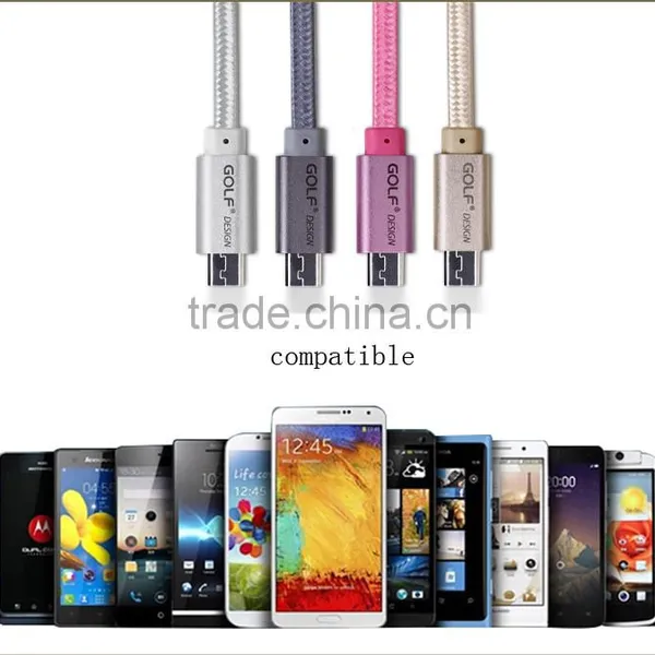 GOLF Micro Metal Flat Cable 2.1A Weave Noodle Fast Charge and Data Cable for Android Mobile Phone photo-6