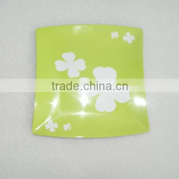 Melamine Square Plate Clover Plate Lucky Clover