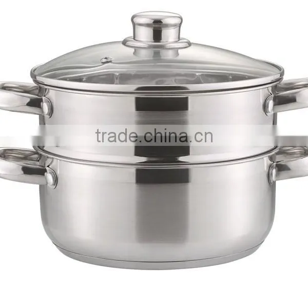 3 Layers Satin Polished Stainless Steel Steam Pot With Welded Handles photo-2