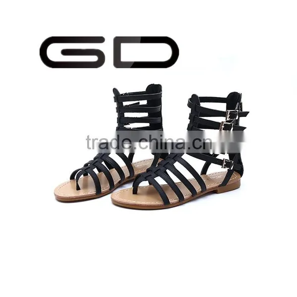 Strap Women Love Hollow Breathable Zipper Flat Sandals for Beach Party photo-3
