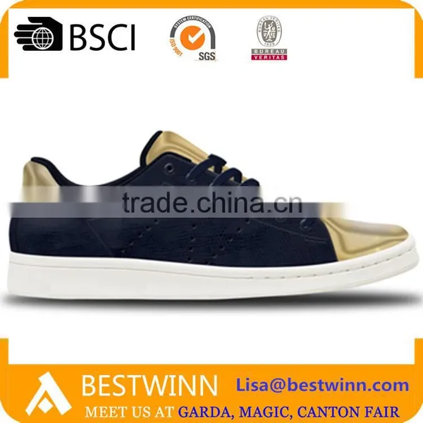 2016 Italian Newest Casual Shoes Fashion Golden Cup Toe Design Shoes Hot Sale Metal PU Shoes Quality Choice photo-2