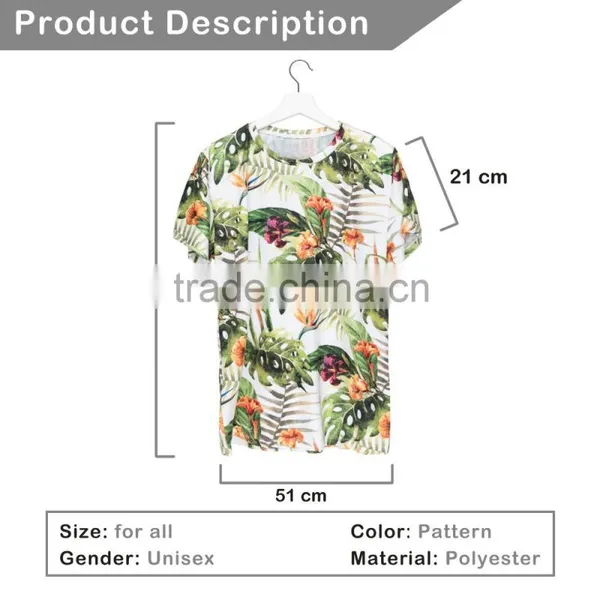 Factory New Arrived 3D Print Tropical Flower Wholesale Polyester Gym T-shirt photo-3