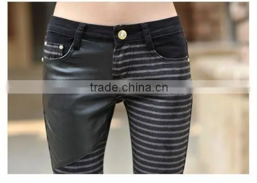 Sexy Women's Jeans Leather Detail Skinny Stretch Fashion Casual Pants Denim photo-5