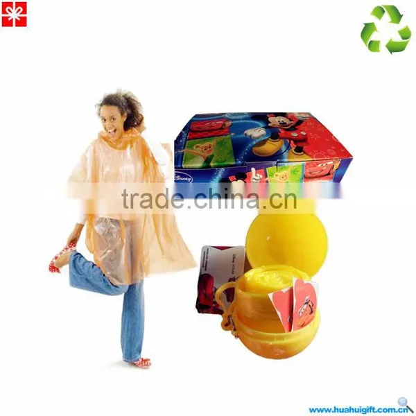 2014 100%ECO Ball Sports Poncho Ball With Keychain Disposable LDPE Raincoat
