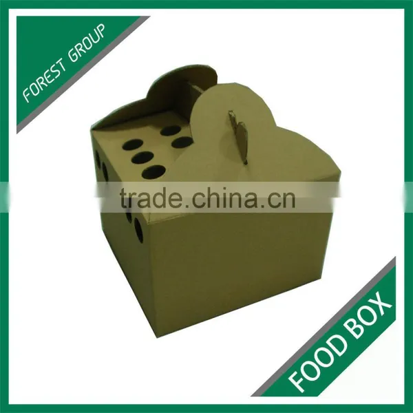 NEW STYLE BROWN PLAIN CORRUGATED FOOD DELIVERY CARTON BOX WITH HANDLES photo-6