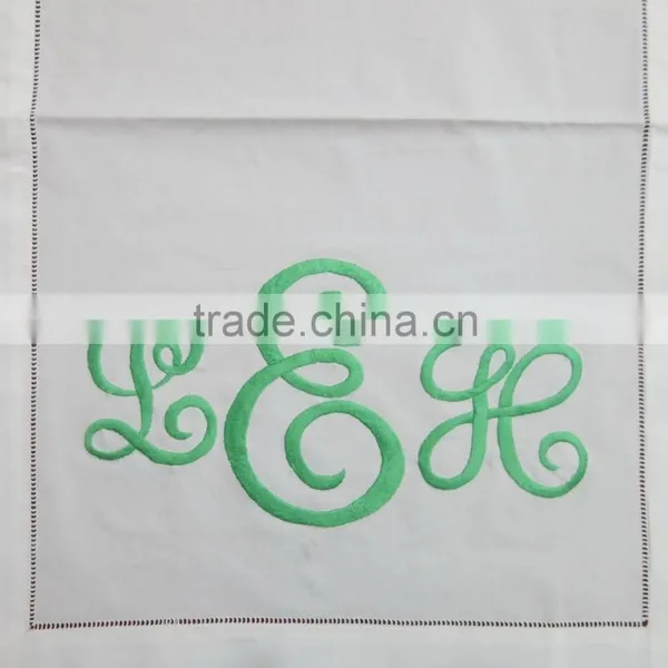 Monogram White Cotton Table Runner photo-2