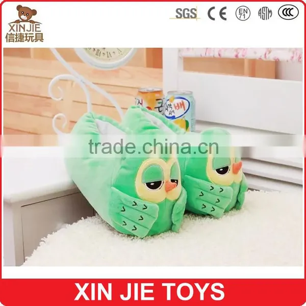 High Quality Plush Owl Slippers Pink Plush Animal Slippers for Girls Green Owl Plush Slippers