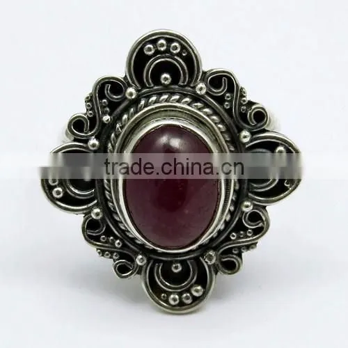 Designer Ruby 925 Sterling Silver Ring, Indian Fashion Silver Jewelry, Wholesale Silver Jewelry photo-2