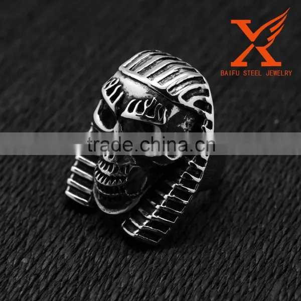 In Stock 316L Stainless Steel Jewelry Men's Garden Flower Classic Indian Skull Ring for Man Punk Style photo-3