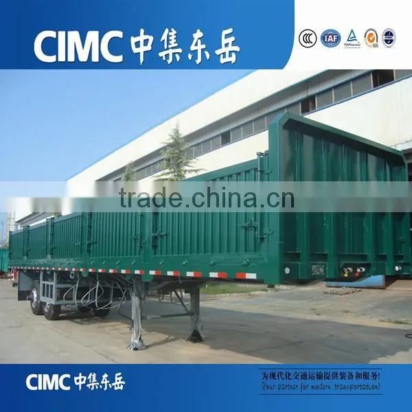 CIMC 2 Axles 35Tons Flat Deck Sidewall Trailer With Truck Head Tractor photo-3