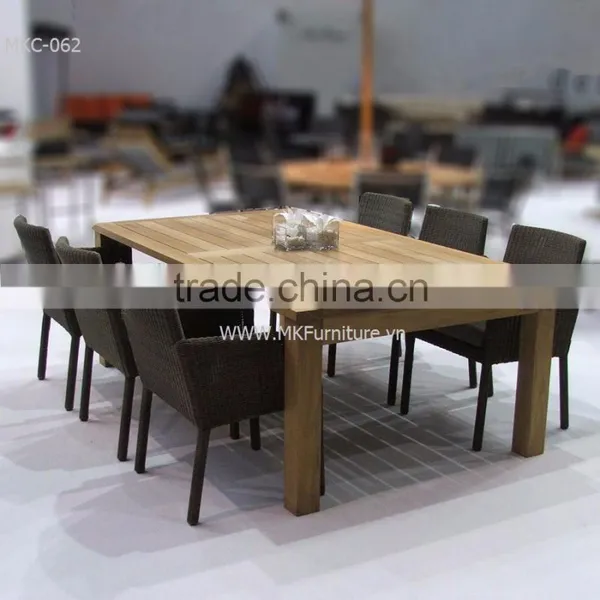 Resin Wicker Rattan Dining Room Furniture - Outdoor Rattan Dining Set Furniture - Wooden Dining Set