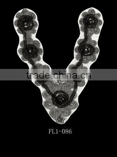 Beaded Lace Applique for Garment Butterfly Collar