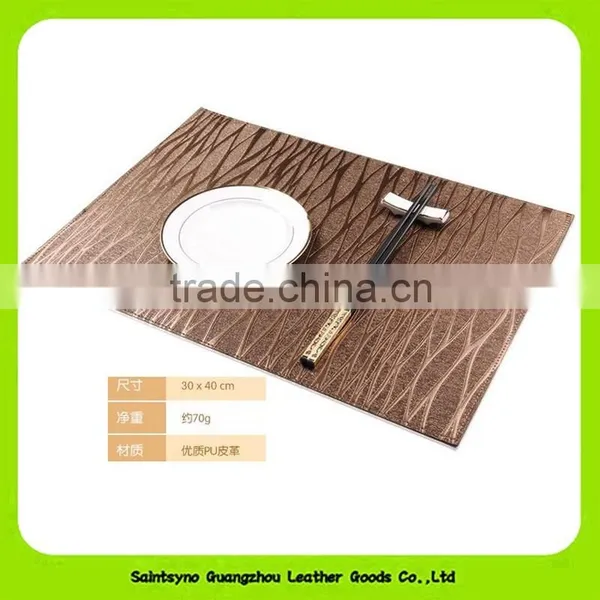 OEM Debossing Pattern Oil-proof Tabletop Lunch Real Leather Coaster 16025 photo-2
