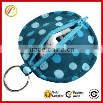 Cotton Earphone Pouch With Keychain