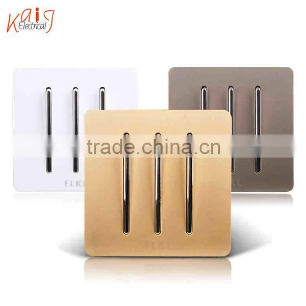 10a 250v Pust Button Wall Mounted Home Electric Switch 3 Gang 1 Way or 2 Way photo-2
