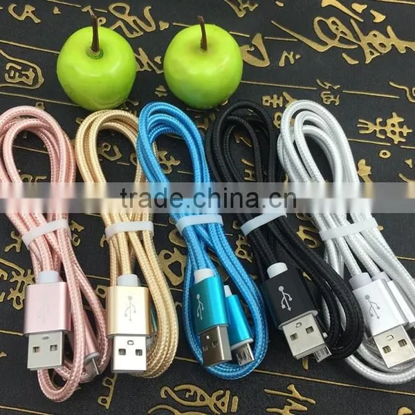 Durable 1m Nylon Braided Usb Cable for Android Phones, Micro Usb v8 Charger Cable Charging Cord photo-5
