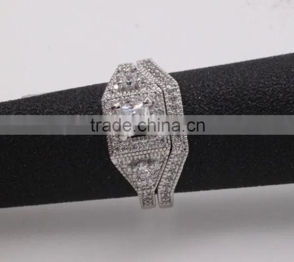 Fashion 925 Silver Jewelry Two Set Pave Setting Ring photo-2