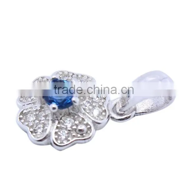 925 Silver Gemstone Inlay Flower Pendant for Girls photo-2