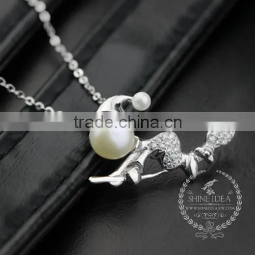 925 Sterling Silver Santa Claus Pearl Creative Pendant Necklace Fashion Women Necklace Jewelry 6360464 photo-2