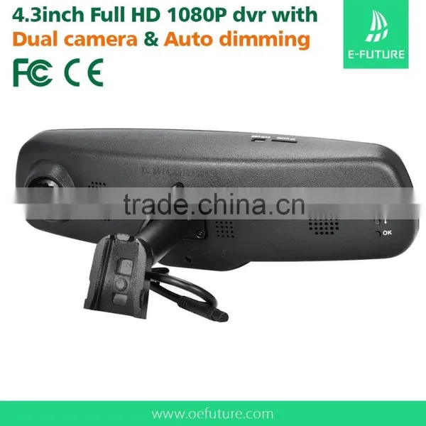 4.3inch Rearview Mirror Car Video Recorder 1080p hd Dual Lens Car Dvr Camera Recorder photo-3
